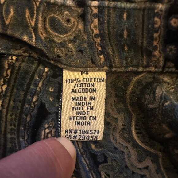 Caribbean Joe Vintage Paisley Velvet Blazer Jacket Womens Size 14 - Picture 6 of 10